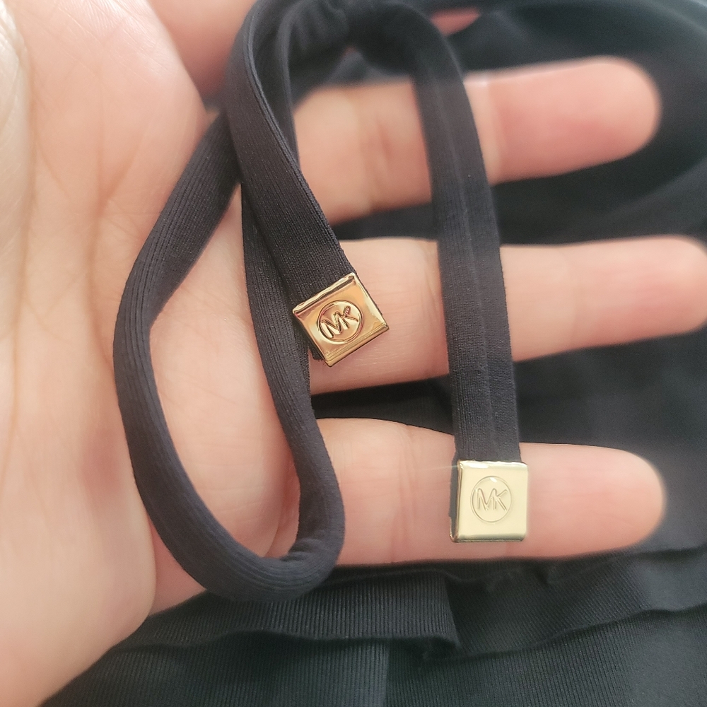 MICHAEL KORS Black Ruffle Low Back One Piece Swimsuit Size 10 Resortwear - Picture 13 of 17